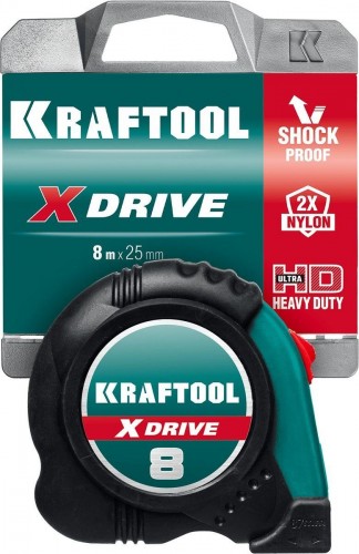 Рулетка KRAFTOOL X-Drive 8м/25мм с ударостойким обрезиненным корпусом 34122-08_z02 - изображение 4
