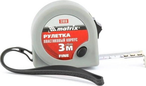 Рулетка MATRIX 3 мх16 мм fine, пластиковый корпус 31016