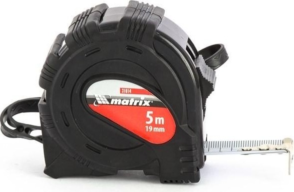 Рулетка MATRIX 5 мх19 мм black, обрезиненный корпус 31014