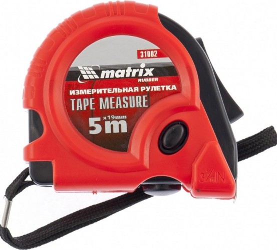 Рулетка MATRIX 5 мх19 мм rubber, обрезиненный корпус 31002