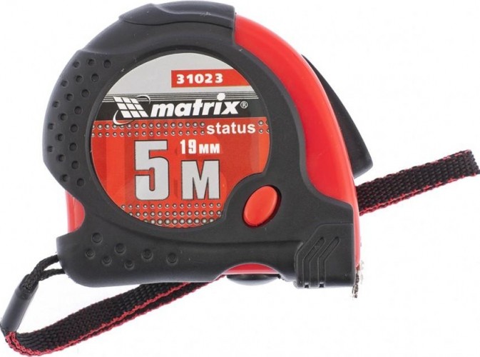 Рулетка MATRIX 5 мх19 мм status magnet fixation, обрезиненный корпус 31023