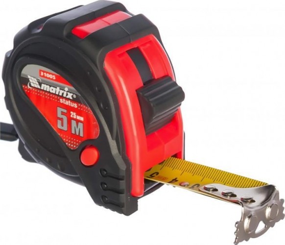Рулетка MATRIX 5 мх25 мм status magnet fixation, обрезиненный корпус 31029