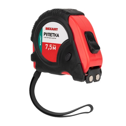 Рулетка REXANT 12-9016 Профи прорезиненный корпус, магнитная, 7,5мх25мм