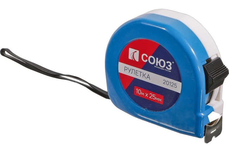 Рулетка СОЮЗ 20 125 10х25мм, пластиковый корпус 20125