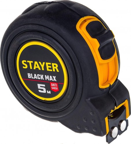 Рулетка STAYER BlackMax 5 / 19мм в ударостойком полностью обрезиненном корпу 3410-05_z02