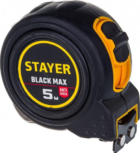 Рулетка STAYER BlackMax 5/25 / 25мм в ударостойком полностью обрезиненном корпу 3410-05-25_z02