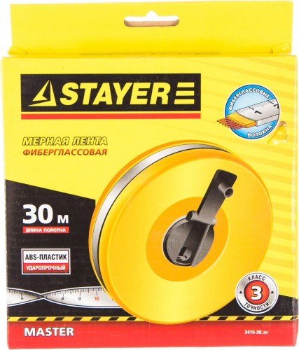 Рулетка STAYER F-30 мерная лента "master" фиберглассовое двустороннее  3415-30_z01 - изображение 3