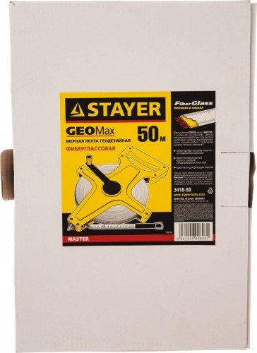 Рулетка STAYER GEOMax мерная лента "master" фиберглассовое полотно, 50м 3418-50 - изображение 3