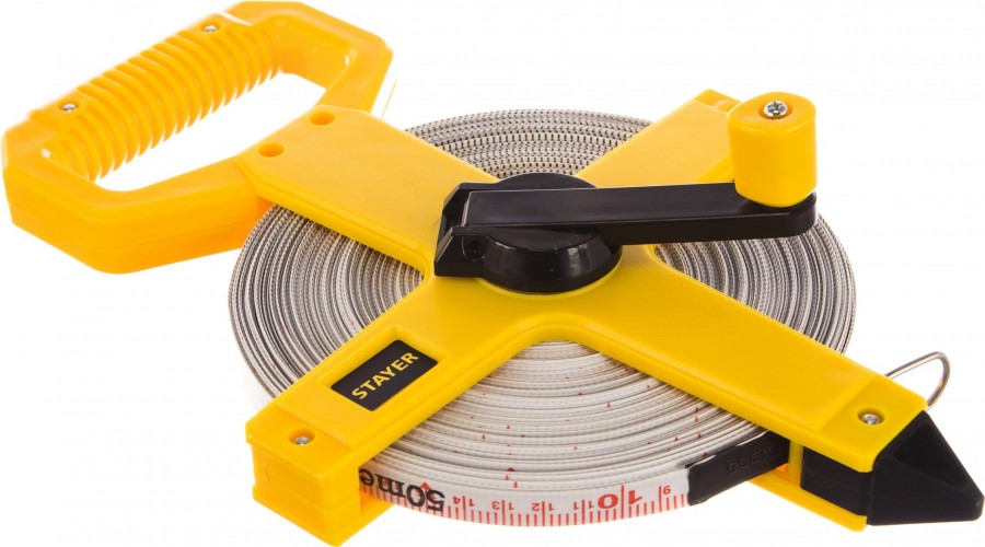 Рулетка STAYER GEOMax мерная лента "master" фиберглассовое полотно, 50м 3418-50