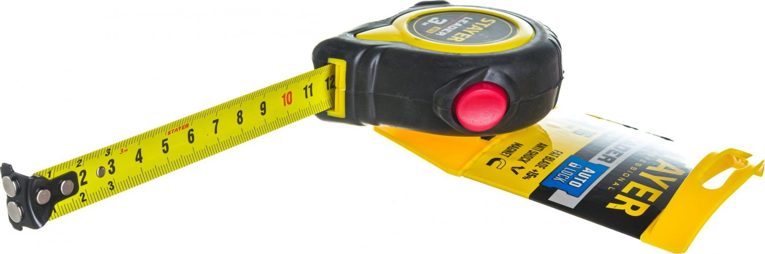 Рулетка STAYER LEADER 3м / 16мм с автостопом в ударостойком обрезиненном 3402-3_z02 - изображение 2