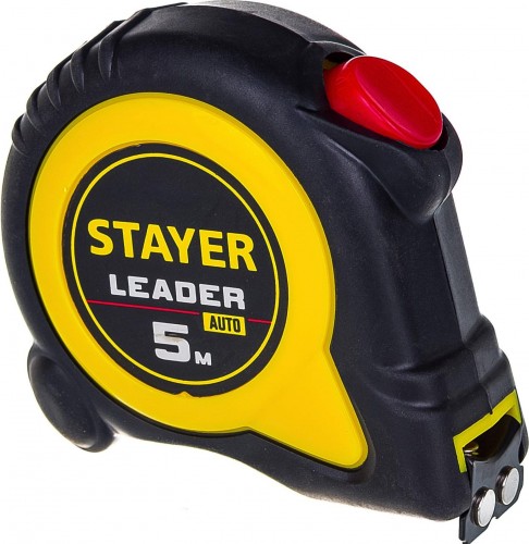 Рулетка STAYER LEADER 5м / 19мм с автостопом в ударостойком обрезиненном 3402-05-19_z02