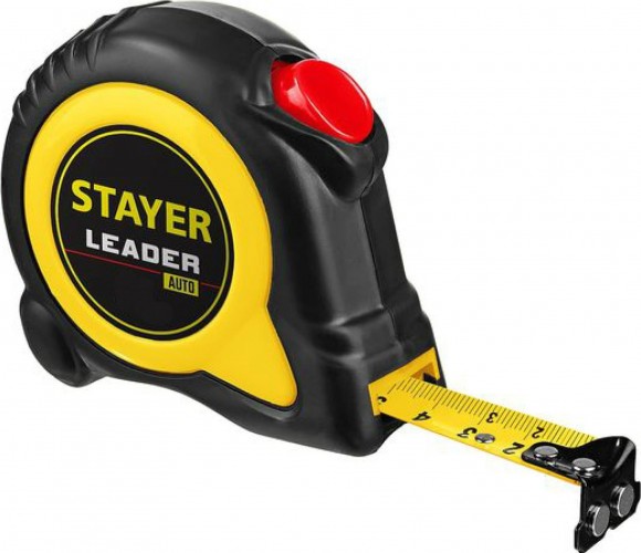 Рулетка STAYER LEADER 8м / 25мм с автостопом в ударостойком обрезиненном 3402-08-25_z01