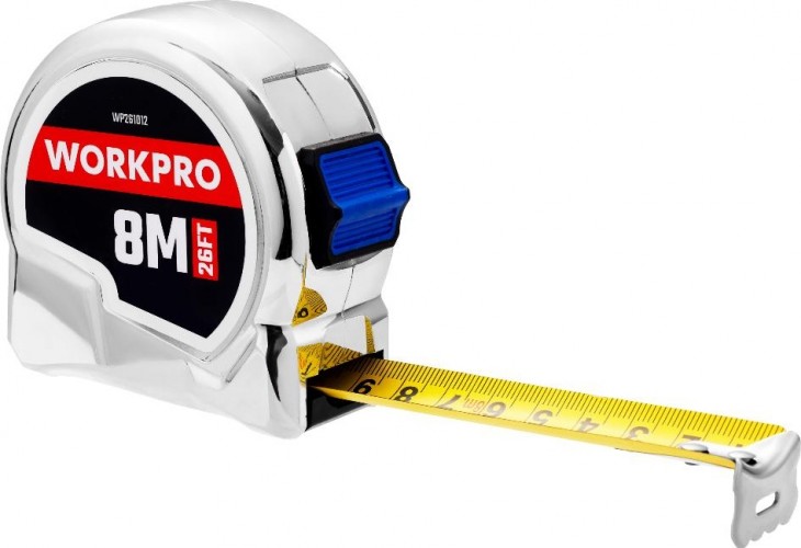 Рулетка WORKPRO WP261012 8мх25мм металлический корпус