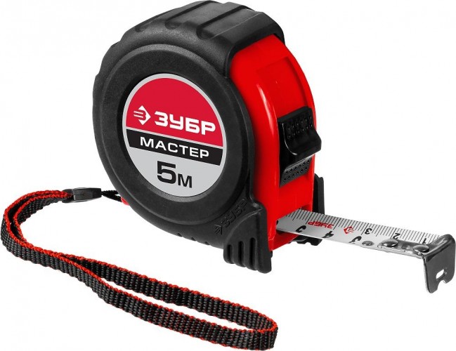 Рулетка ЗУБР МАСТЕР 5м / 19мм с ударостойким обрезиненным корпусом 34055-05-19_z02
