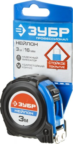 Рулетка ЗУБР ПРОФЕССИОНАЛ 3м / 16мм с ударостойким обрезиненным корпусом 34056-03-16_z02 - изображение 4
