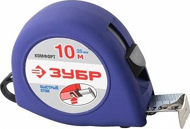 Рулетка ЗУБР СТАНДАРТ 10м / 25мм с ударостойким корпусом (abs) и противо 34016-10