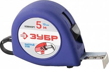 Рулетка ЗУБР СТАНДАРТ 5м / 19мм с ударостойким корпусом (abs) и противос 34016-5