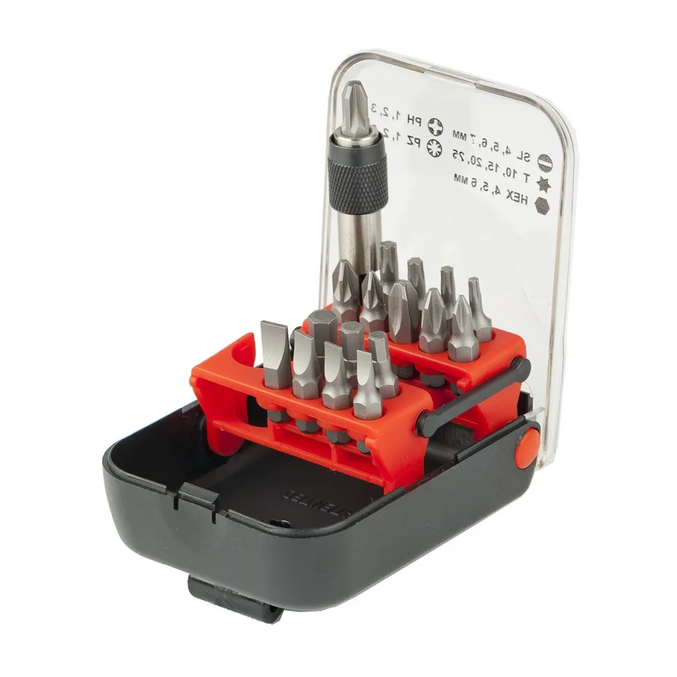 Набор бит, адаптер для бит, сталь S2, 18 предметов, пластиковый кейс Matrix - изображение 2