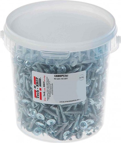 Саморез Tech-KREP 4,2 х 50 (ведро 250 шт.) с прессшайбой, острый 100107