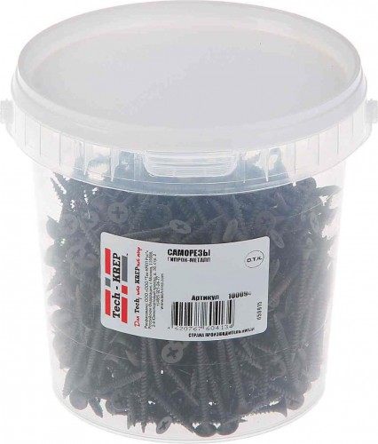 Саморез Tech-KREP 4,2 х  75 (ведро 200 шт.) с частым шагом для гипсокартона 124381