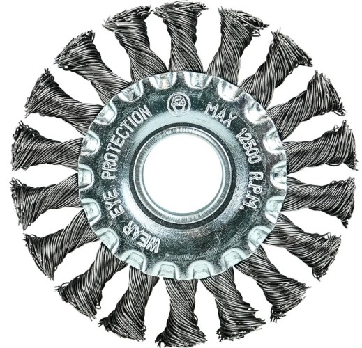 Щетка для УШМ BERGER BG1736 витая оцинкованная сталь 0.5 мм, d 100 мм, посадка