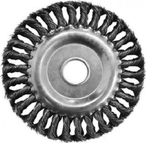 Щетка для УШМ Biber 70 981 дисковая витая 100мм с переходниками тов-076229
