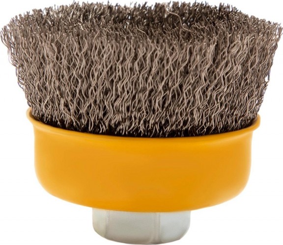 Щетка для УШМ Denzel 746 043 75 мм, м14, чашка, витая нерж. проволока 0,3 мм 746043 - изображение 3
