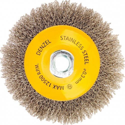 Щетка для УШМ Denzel 746 163 125 мм, м14, тарелка, витая нерж. проволока 0,3 мм 746163 - изображение 2