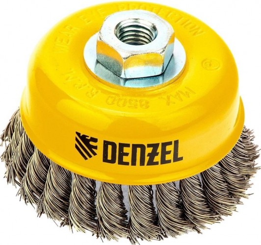 Щетка для УШМ Denzel 746 283 100 мм, м14, чашка, крученая нерж.  проволока 0,5  746283