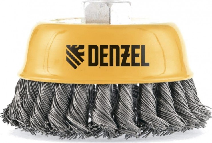 Щетка для УШМ Denzel 746 243 75 мм, м14, чашка, крученая нерж. проволока 0,5 мм 746243