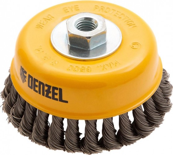 Щетка для УШМ Denzel 746 273 125 мм, м14, чашка, крученая нерж. проволока 0,5 м 746273