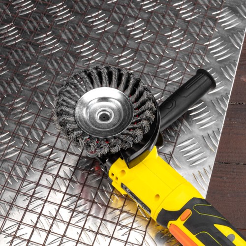 Щетка для УШМ Kranz KR-91-1203 коническая крученая стальная проволока, 125мм, М14 - изображение 2