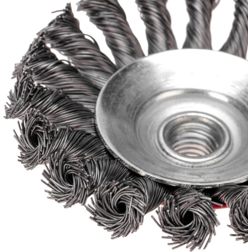 Щетка для УШМ Kranz KR-91-1201 коническая крученая стальная проволока, 100мм, М14 - изображение 2