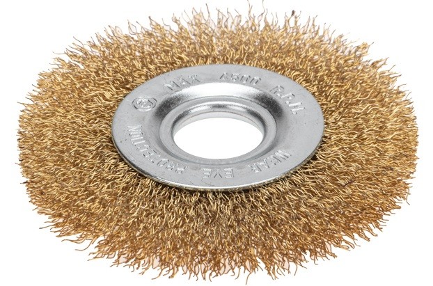 Щетка для УШМ Kranz KR-91-1241 витая латунированная проволока, 100мм