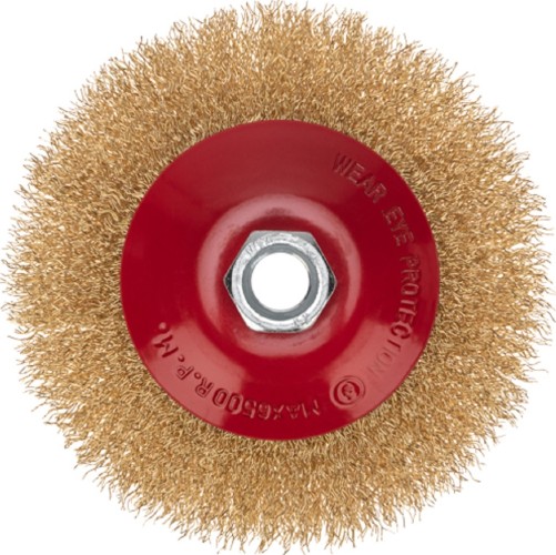 Щетка для УШМ Kranz KR-91-1207 коническая витая латунированная проволока, 125мм - изображение 3