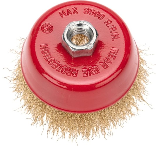 Щетка для УШМ Kranz KR-91-1209 чашечная витая латунированная проволока,100мм, М14