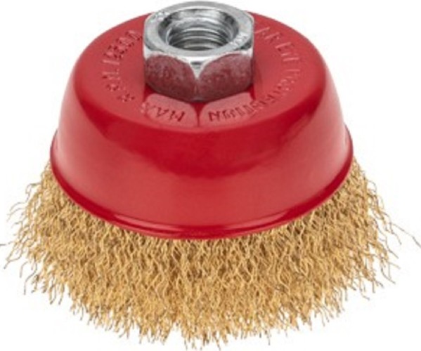 Щетка для УШМ Kranz KR-91-1212 чашечная витая латунированная проволока, 75мм - изображение 3