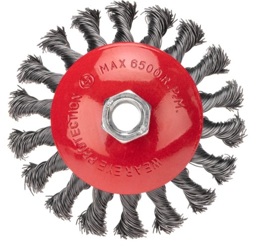 Щетка для УШМ Kranz KR-91-1202 коническая крученая стальная проволока, 115мм, М14