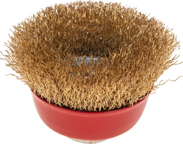 Щетка для УШМ Kranz KR-91-1211 чашечная витая латунированная проволока, 65мм - изображение 2