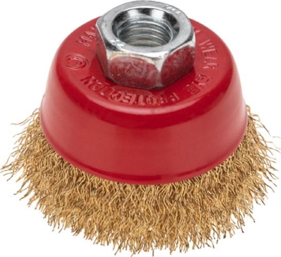 Щетка для УШМ Kranz KR-91-1211 чашечная витая латунированная проволока, 65мм