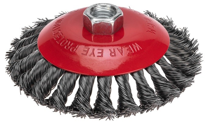 Щетка для УШМ Kranz KR-91-1203 коническая крученая стальная проволока, 125мм, М14