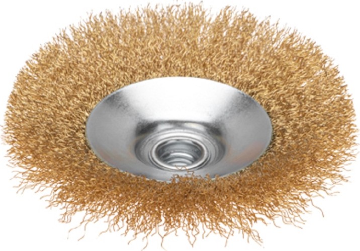 Щетка для УШМ Kranz KR-91-1207 коническая витая латунированная проволока, 125мм - изображение 2