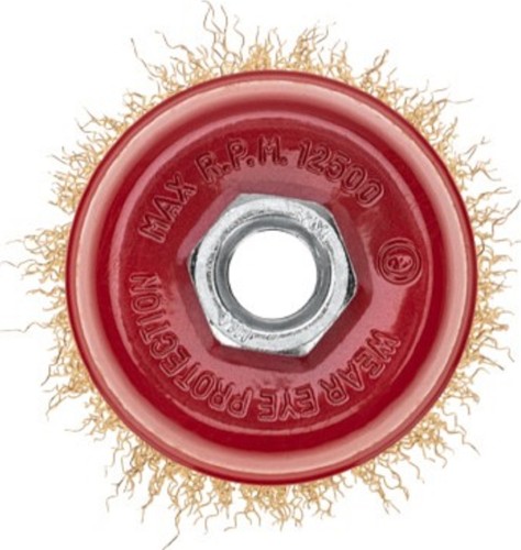 Щетка для УШМ Kranz KR-91-1212 чашечная витая латунированная проволока, 75мм - изображение 2