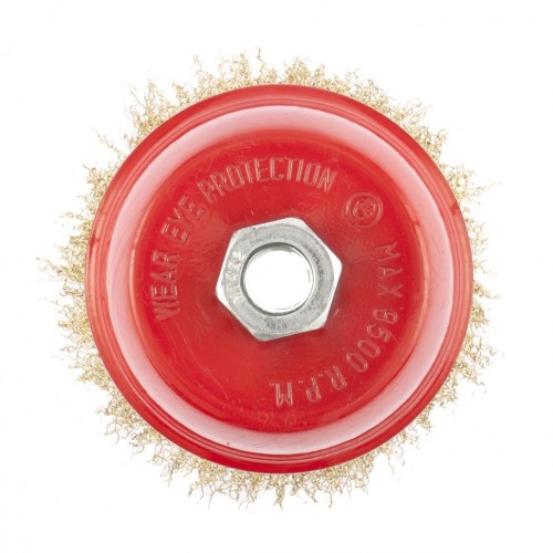 Щетка для УШМ MATRIX 100 мм, М14 "чашка", латунированная витая проволока 74605 - изображение 2