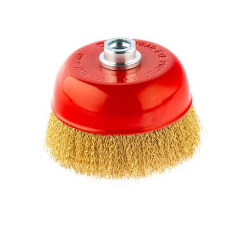 Щетка для УШМ MATRIX 125 мм, М14 "чашка", латунированная витая проволока// 74606