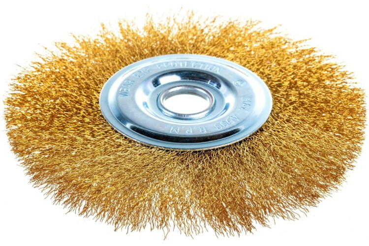 Щетка для УШМ MATRIX 175 мм посадка 22,2 мм, плоская, латунированная витая про 74666 - изображение 3