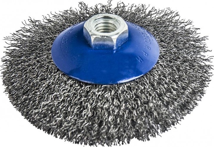 Щетка для УШМ ПРАКТИКА 125 мм М14 радиальная с наклоном, мягкая 032-492