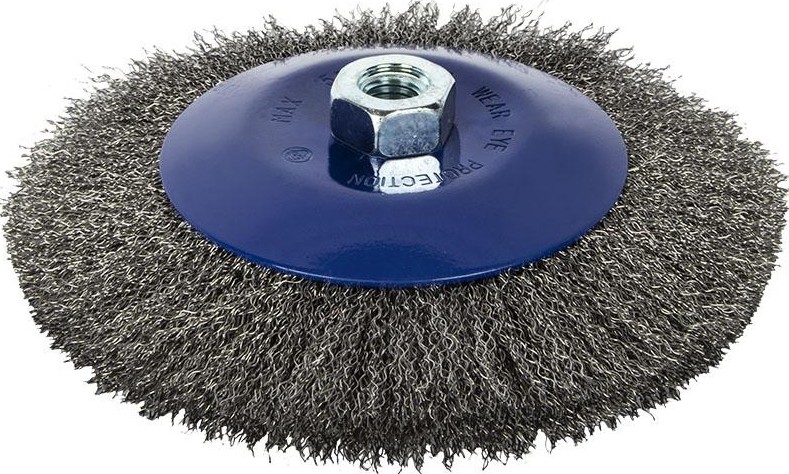 Щетка для УШМ ПРАКТИКА 175 мм М14 радиальная с наклоном, мягкая 799-932