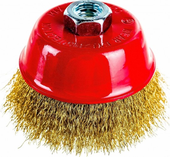 Щетка для УШМ Профоснастка № 804 D100 мм М14*2 чашечная, гофриров. латунированная 20112004