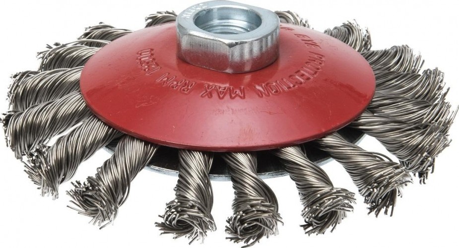 Щетка для УШМ Профоснастка № 541 Эксперт D115 мм М14*2 SS коническая, жгутовая, (нерж) 20804007